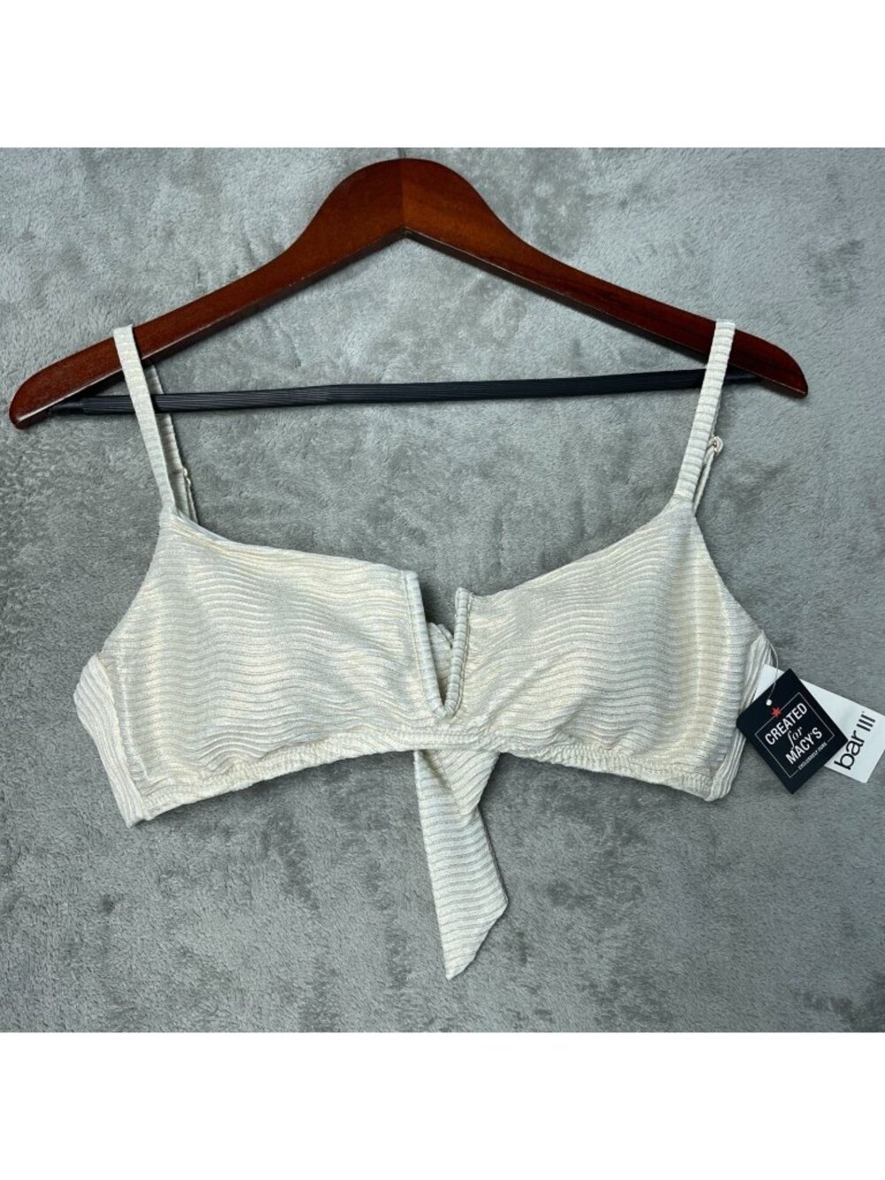 Bar III Women's M Ripple Effect Gold Cream Bikini Top e1362
